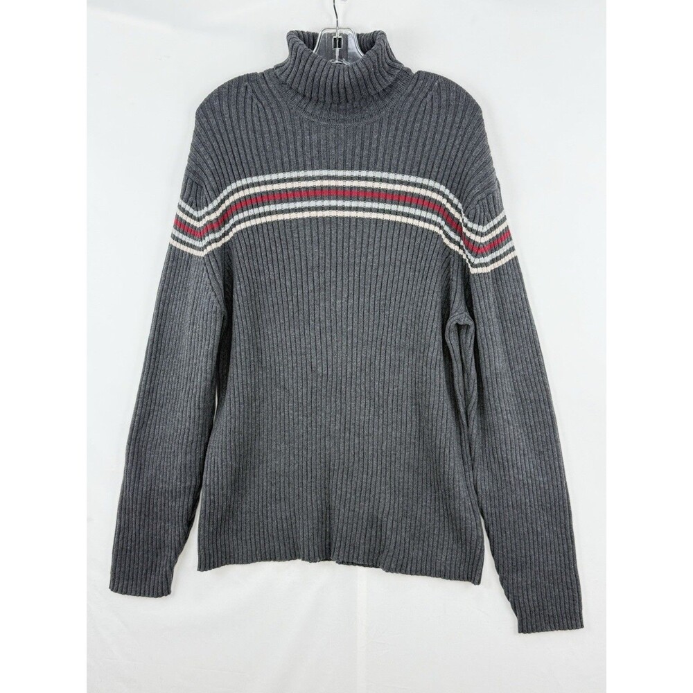 Vtg Gap Turtleneck Sweater Mens Gray Chunky Ribbed Fisherman Knit 90s